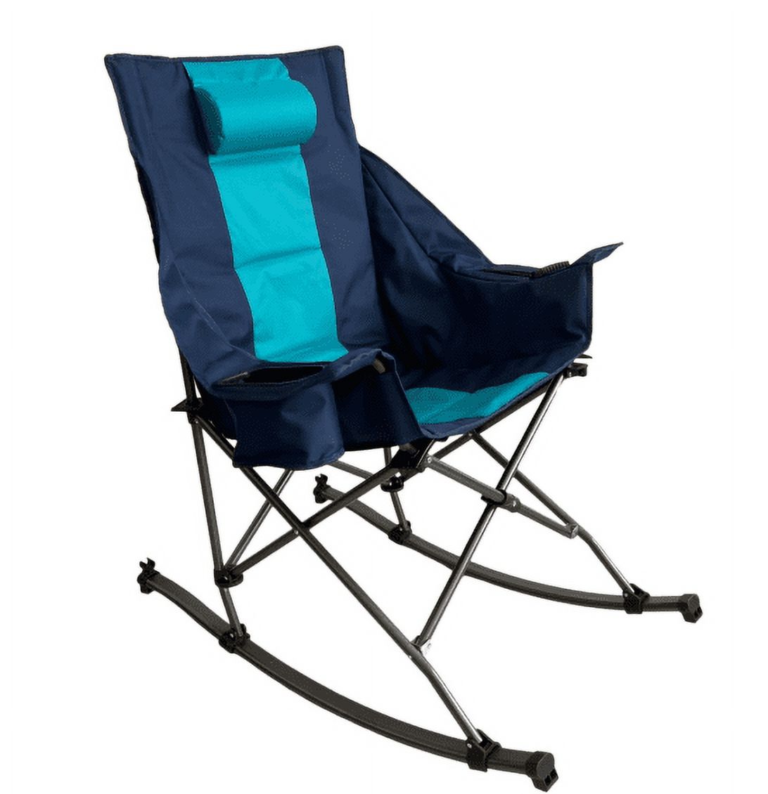 HEQUSIGNS Folding Rocking Camping Chair, Portable Rocker Camp Lawn