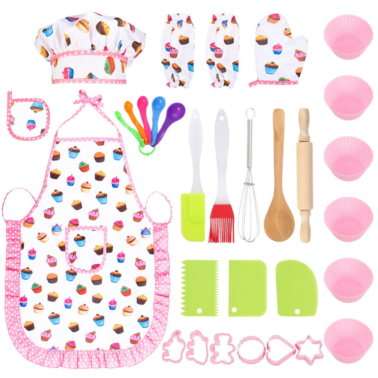 HEQUSIGNS Kids Cooking and Baking Set, 31 Pcs Kids Chef Apron Set, Children  Kitchen Bake Playset Accessories for Kids Age 3-10 