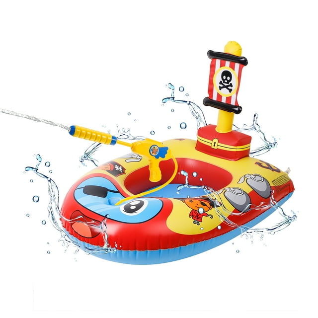 HEQUSIGNS Kids Pool Float with Water Gun, Inflatable Rideon Pirate