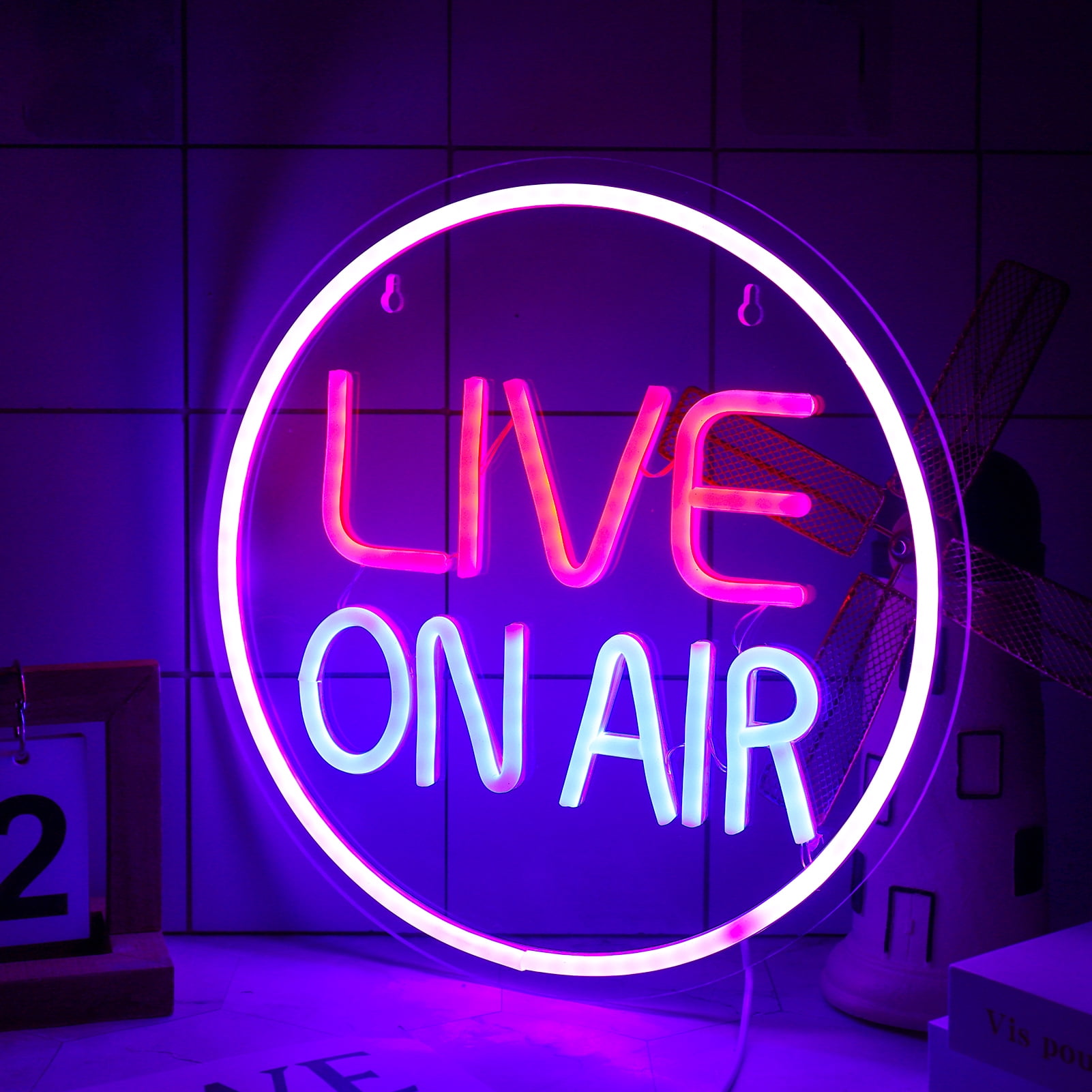 HEQUSIGNS Live On Air Neon Signs, Live On Air LED Light Neon Sign