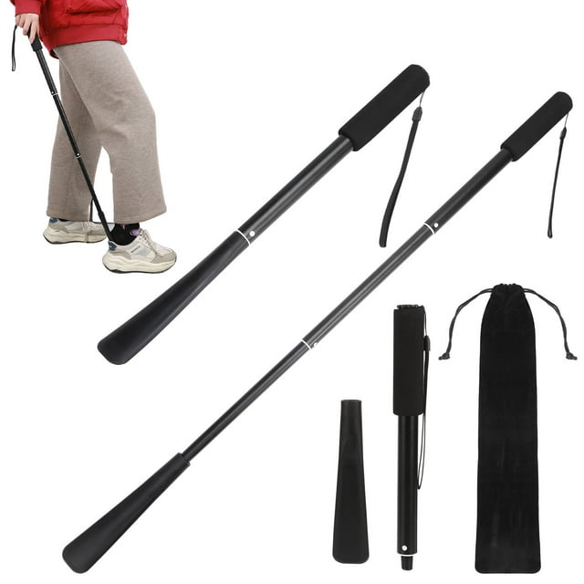 HEQUSIGNS Shoe Horn Long Handle, 13.5"33.5" Telescopic Metal Shoe Horn