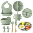 thumbnail image 1 of HEQUSigns Army Green Silicone Baby Feeding Supplies Set, 8 Piece, 1 of 15