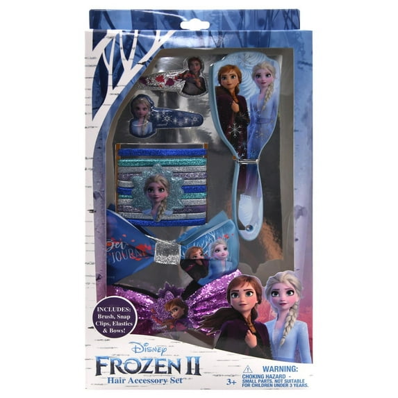 HER Accessories Girls Frozen II 16PK Hair Accessory Set, Set Includes 1 Brush, 11 Hair Tie, 2 Bows, 2 Hair Snaps