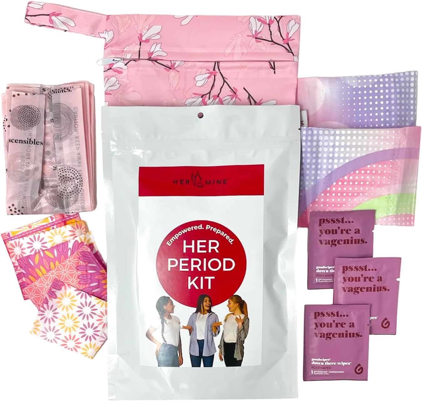 HERMINE First Period Kit for Girls 1012 for school 16 Pieces Fit