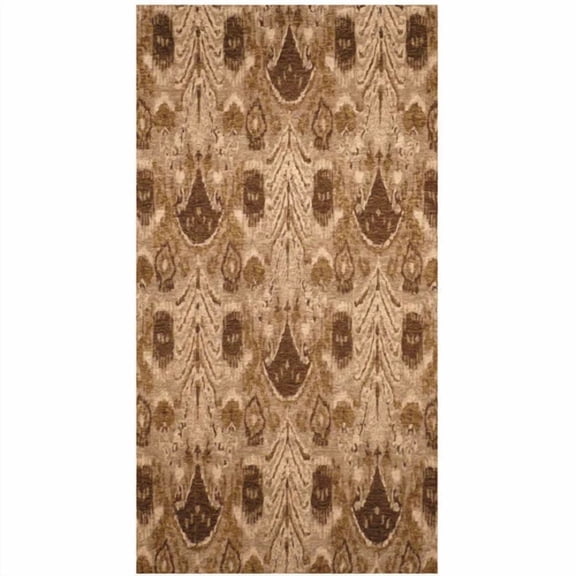 HERAT ORIENTAL Handmade Chenille Flatweave Ikat Rug - 2'4" x Brown/Ivory 2'4" x