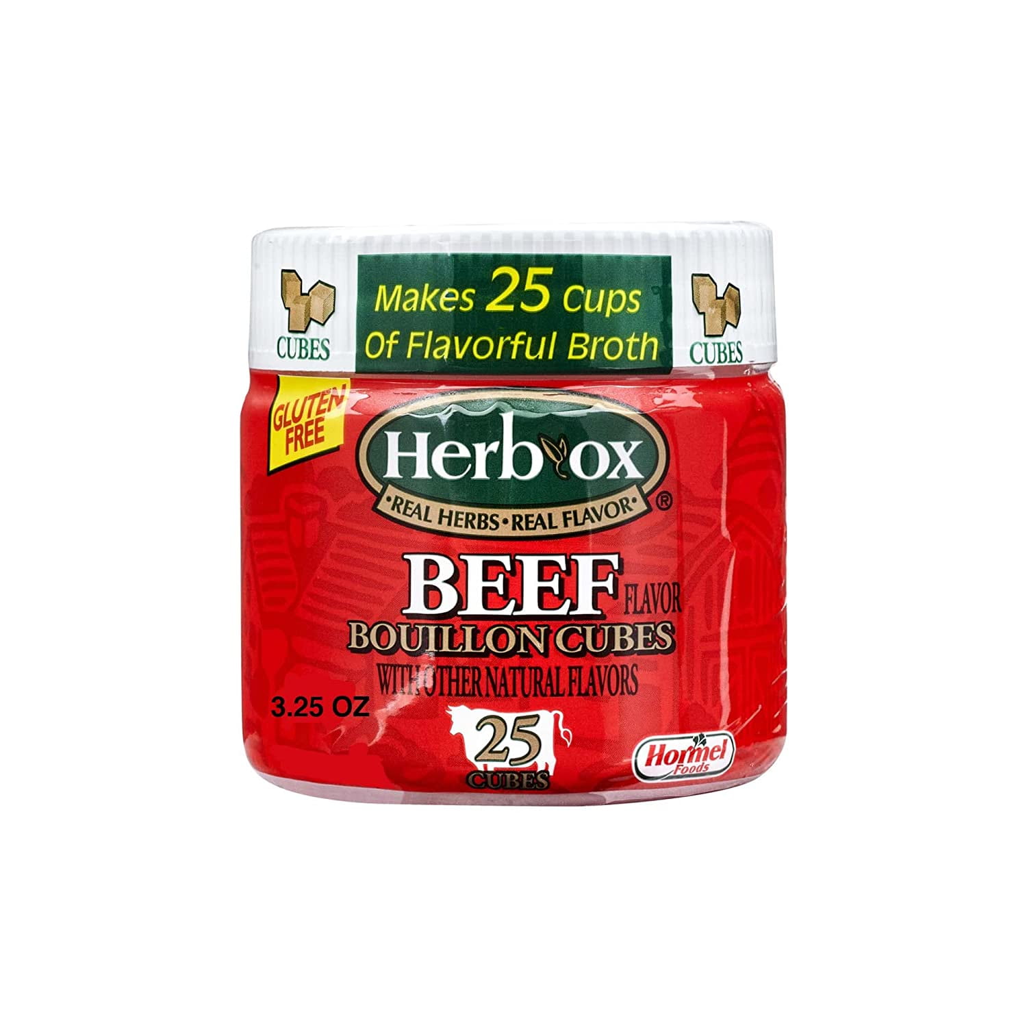 HERBOX Beef Bouillon Cubes, Beef Stock Seasoning, 25 Ct, 3.25 oz