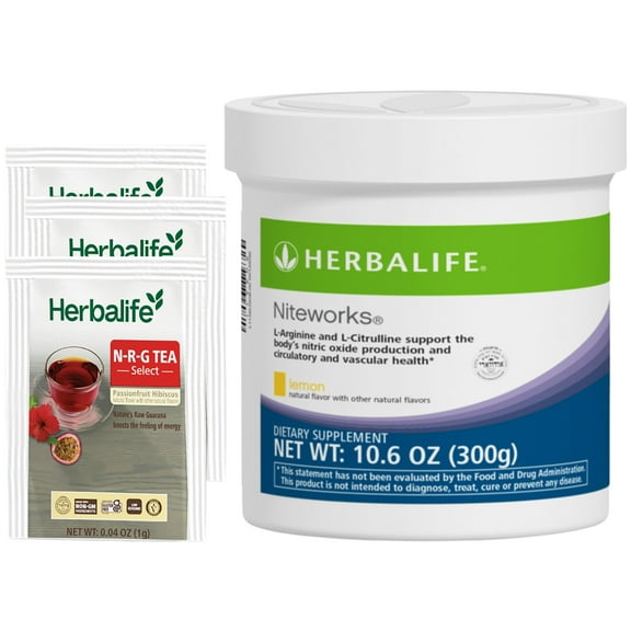 HERBA LIFE NRG Tea Select Passionfruit Hibiscus 30 Packets with Niteworks Lemon Flavor 10.6 oz
