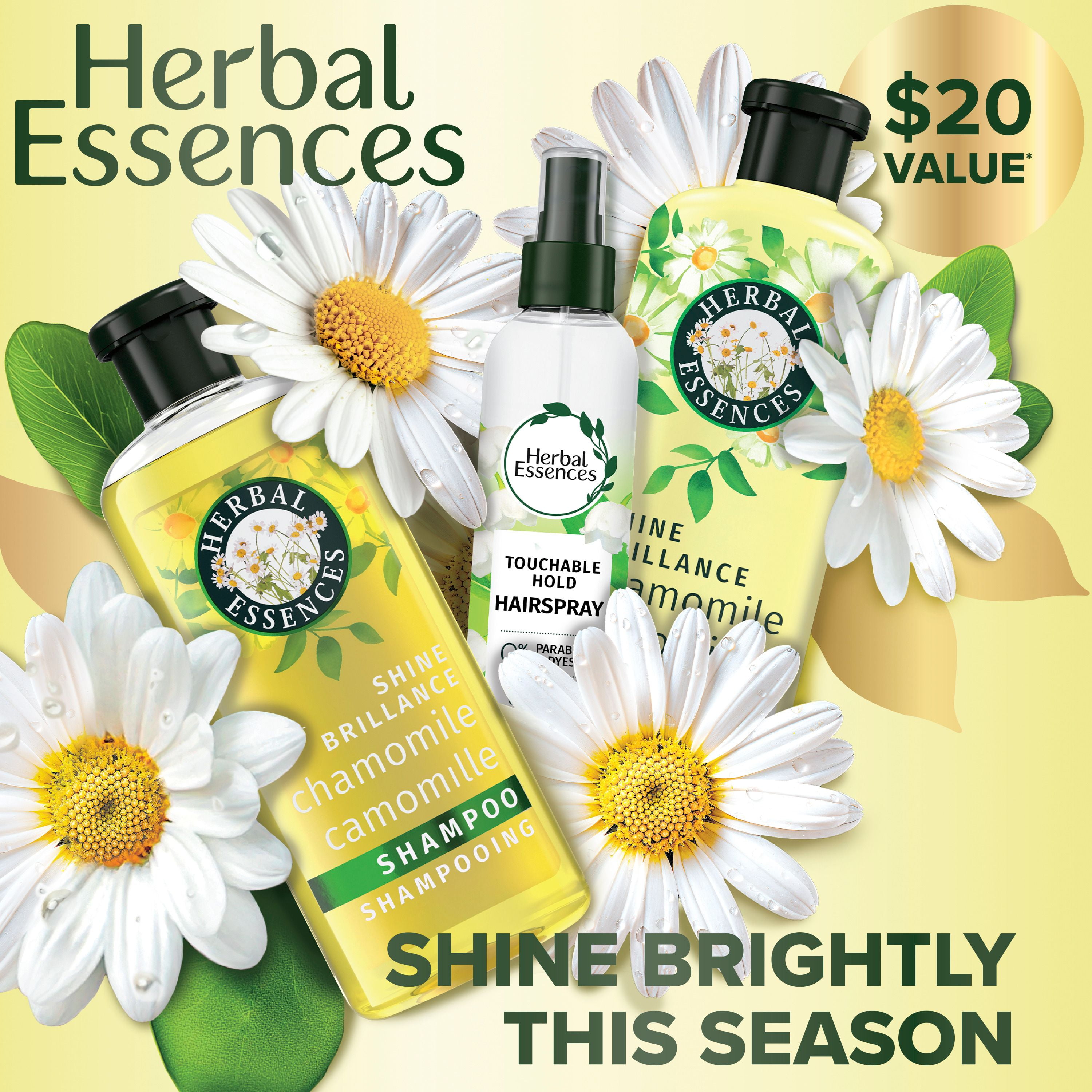 Herbal Essences Chamomile Shine Holiday Gift Pack, Includes Shampoo, Conditioner and Touchable Hold Non-Aerosol Hairspray for Shiny, Nourished Hair