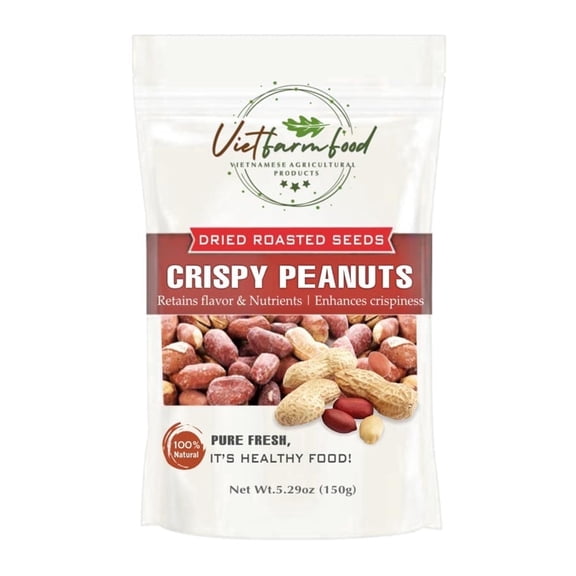 HERBAL ROASTED PEANUTS 5.29oz (150g) VIETFARMFOOD: Naturally dry roasted. No sugar, no oil, natural sweetness, characteristic fatty taste, crispy. Suitable as a topping, delicious, nutritious snack.