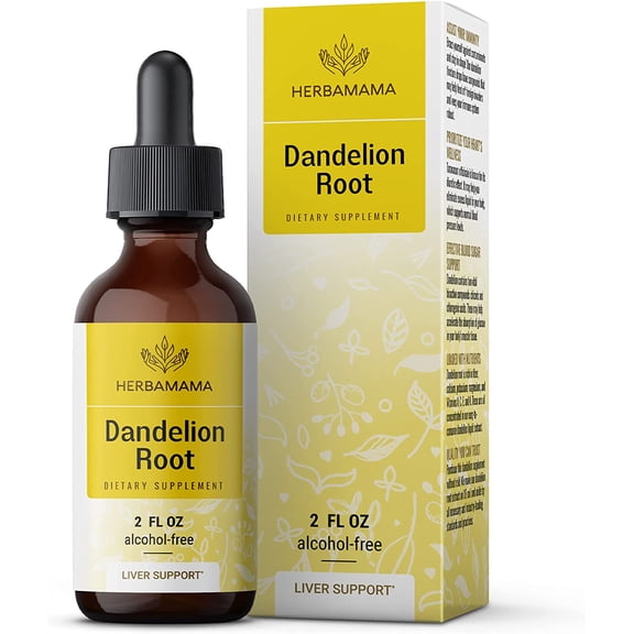 HERBAMAMA Dandelion Root Liquid Extract 2 fl oz- Organic Tincture for Immune Support