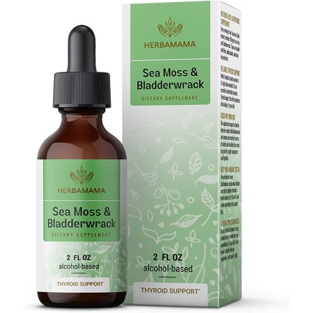 HERBAMAMA Irish Moss & Bladderwrack Tincture Liquid Drops - Thyroid Joint & Immune Support 2 fl oz