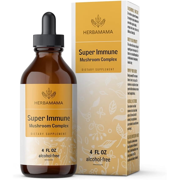 HERBAMAMA Super Immune Mushroom Complex Liquid Extract - Immune Support & Energy Supplement, 4 fl. oz