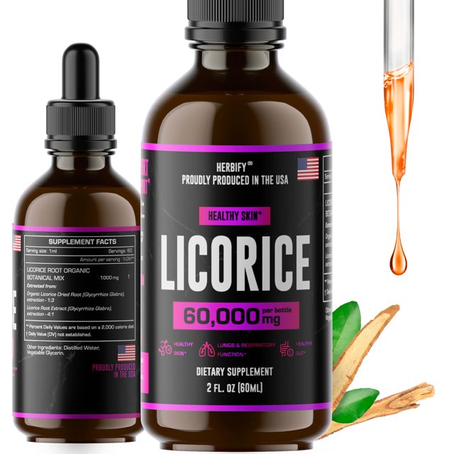 HERBIFY Licorice Root Extract Stomach Relief Powerful Licorice Supplement Lung Support