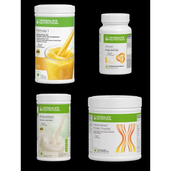 HERBLIFE NUTRITION SHAKE MIX MANGO WITH SHAKEMATE AND PROTEIN POWDER - 200 AND AFRESH - LEMON WITH FREE SHIPPING