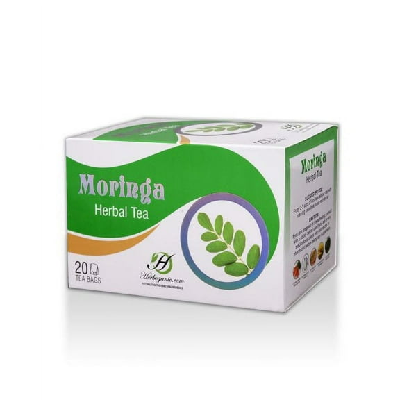 HERBOGANIC Moringa Herbal Tea - Digestion Support and Immune Boost | Refreshing | 20 Tea Bags