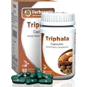 HERBOGANIC Triphala Capsules 500mg 60 Capsules -Herbal Supplement with Amla, Bibhitaki, Haritaki for Immune System & Digestive Health Support | Vegan Capsules for Men and Women