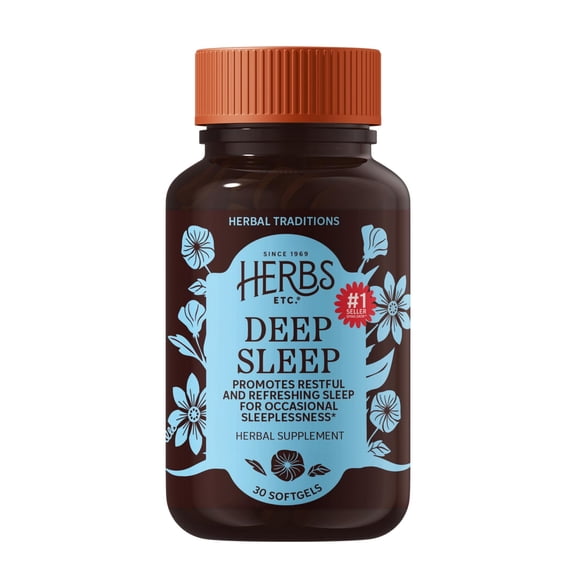 Herbs, Etc. Deep Sleep Softgels, Melatonin-Free, Gluten-Free, 30 Count (30 Servings)