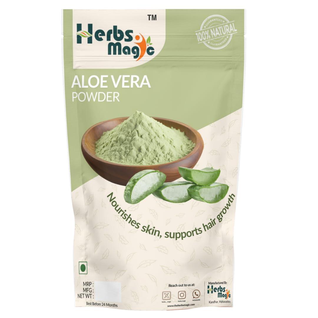 HERBS MAGIC Organic Aloevera Powder for face For Skin And Hair Face ...