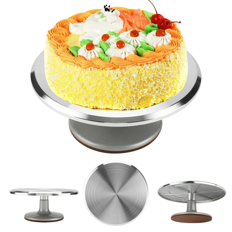 HERCHE Cake Turntable Stand, 12inch Aluminum Cake Turntable Rotating Revolving Decorating Stand Pastry Baking Decor Tool, Cake Decorating Stand