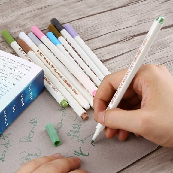 HERCHR 10Pcs Album Photo Metallic Color Marker Pens Colorful Ink DIY Scrapbook Card Making, Metallic Pens, Metallic Pen