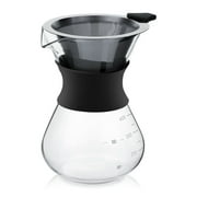 HERCHR Coffee Pot, Manual Hand Drip Coffee Maker Glass Pot with Stainless Steel Filter, Glass Coffee Pot