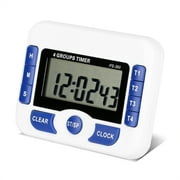 HERCHR Digital 4-Channel Independent Group Timer Countdown Magnetic Kitchen Cooking Clock, 4-Channel Timer, Countdown Timer
