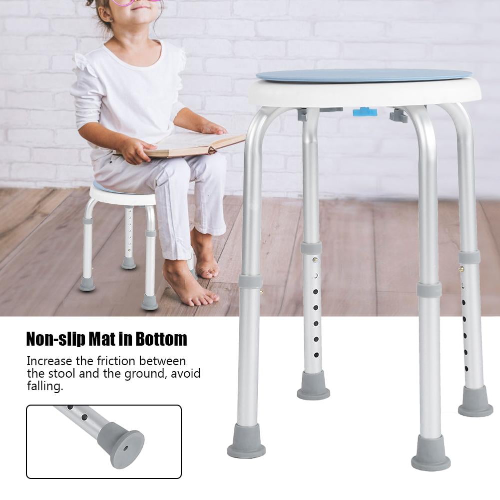 HERCHR Shower Safety Seat, Bathtub Seat, Adjustable Round Bath Shower Stool Aluminum Alloy