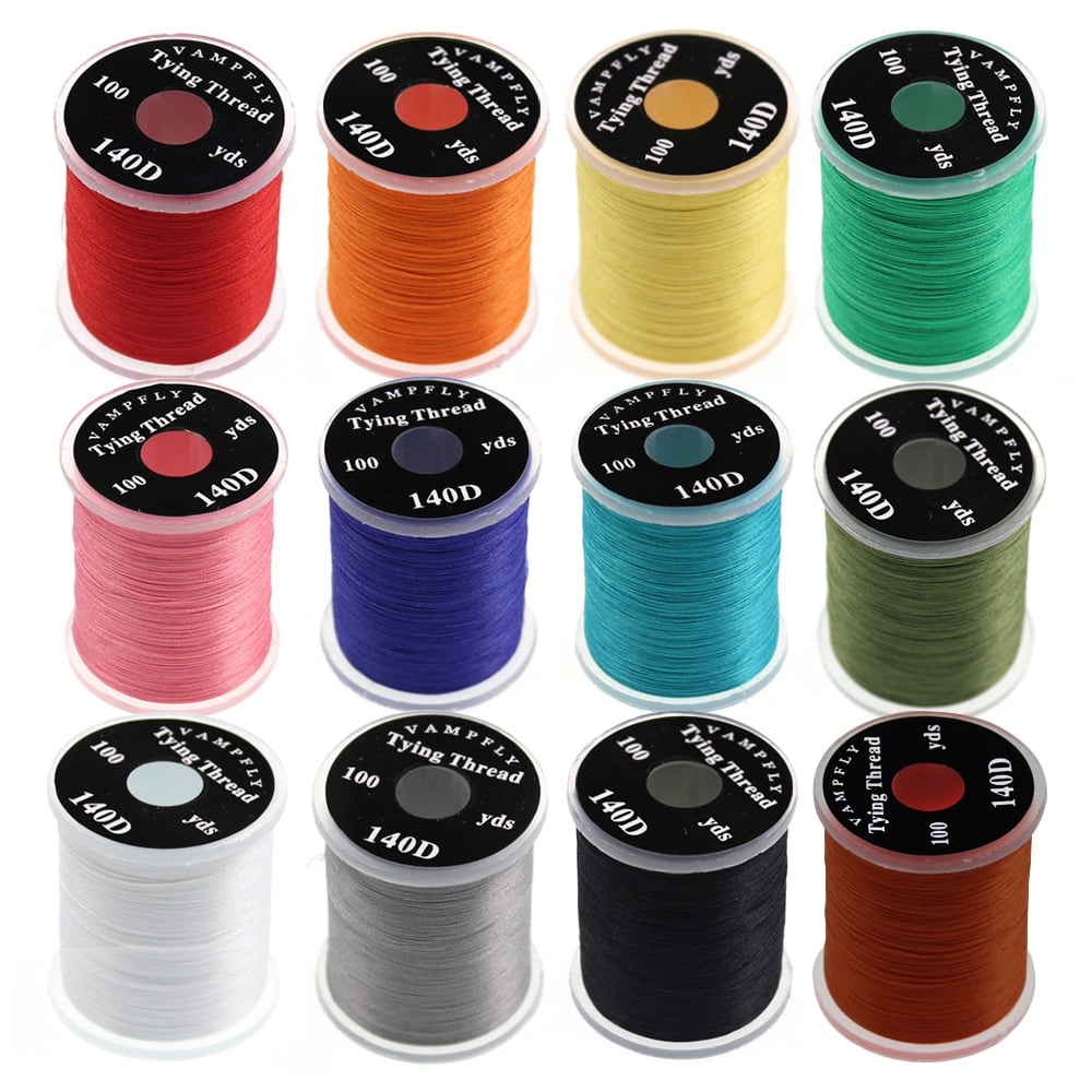 HERCULES 140D Fly Tying Thread 12 Colors Non Waxed Fly Tying Wires ...