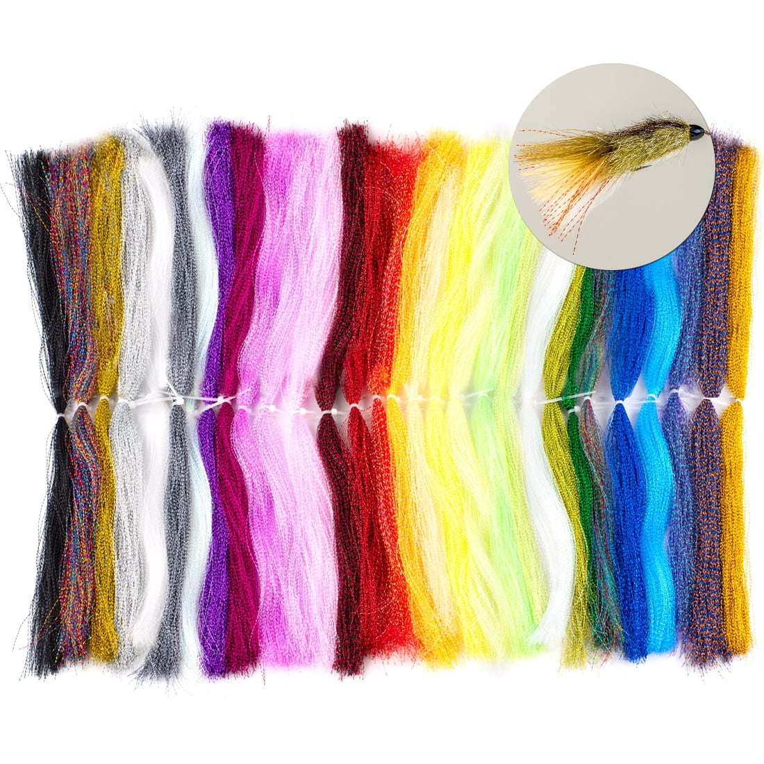 HERCULES 30 Packs Fly Tying Materials, Fly Fishing Line, Spiral Multi-Color Fly Fishing Crystal Flash Flashabou Tinsel for Making Fly Fishing Lure Flies