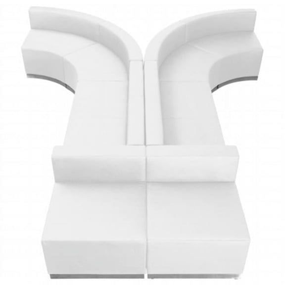 HERCULES Alon Series White Leather Reception Configuration, 8 Pieces