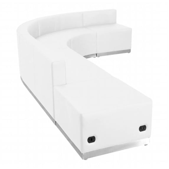 HERCULES Alon Series White Leather Reception Configuration- 5 Pieces - White
