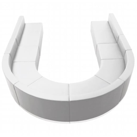HERCULES Alon Series White Leather Reception Configuration- 8 Pieces