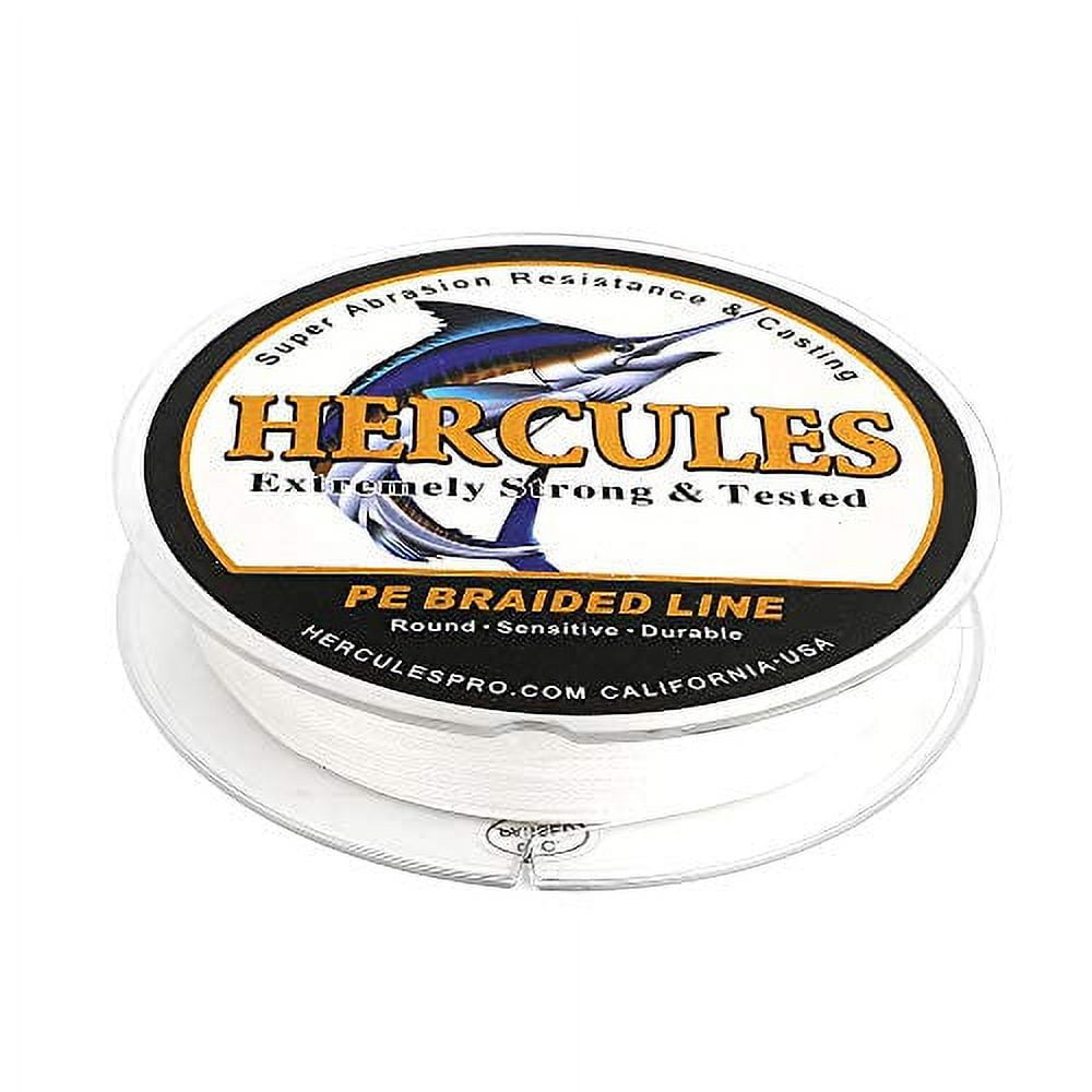 HERCULES Braided Fishing Line 1000m 1094yds 6lbs-100lbs Pe Superline 4 Strands (White 100lb/45.4kg 0.55mm)