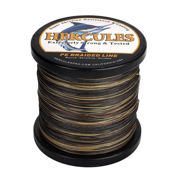 HERCULES Braided Fishing Line 12 Strands, 100-2000m 109-2196 Yards Braid Fish Line, 10lbs-420lbs Test PE Lines for Saltwater Freshwater - Camo Green, 300lbs, 2000m