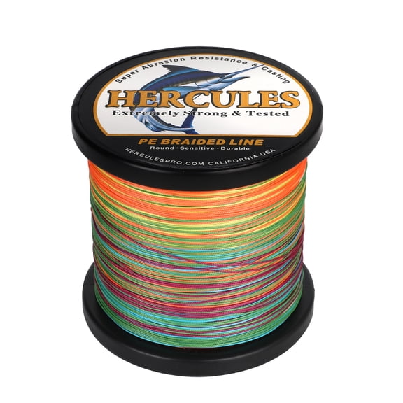 HERCULES Braided Fishing Line 12 Strands, 100-2000m 109-2196 Yards Braid Fish Line, 10lbs-420lbs Test PE Lines for Saltwater Freshwater - Multicolor, 40lbs, 500m