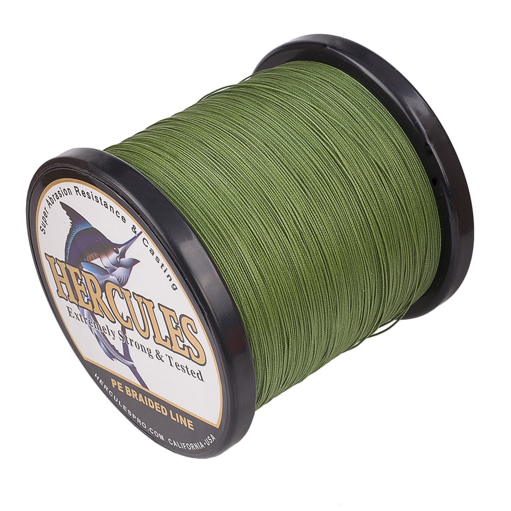 HERCULES Braided Fishing Line 1500m 1640yds 10lbs-200lbs Pe Superline 8 Strands (Army Green 70lb/31.8kg 0.44mm)