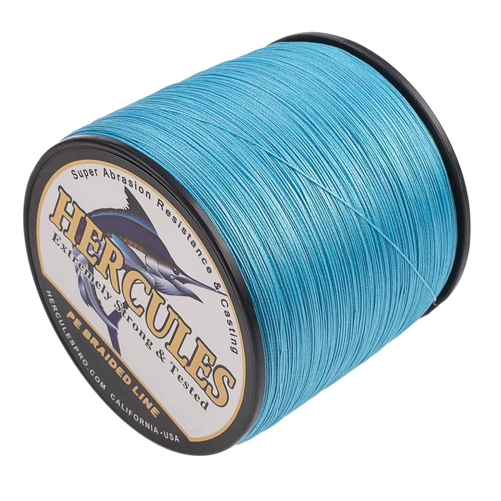 HERCULES Braided Fishing Line 1500m 1640yds 10lbs-200lbs Pe Superline 8 Strands (Blue 15lb/6.8kg 0.16mm)