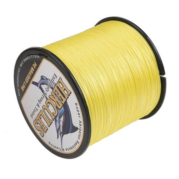HERCULES Braided Fishing Line 1500m 1640yds 10lbs-200lbs Pe Superline 8 Strands (Yellow 40lb/18.1kg 0.32mm)