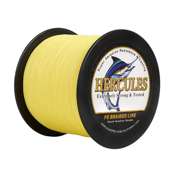 HERCULES Braided Fishing Line 1500m 1640yds 6lbs-100lbs Pe Superline 4 Strands (Yellow 70lb/31.8kg 0.44mm)