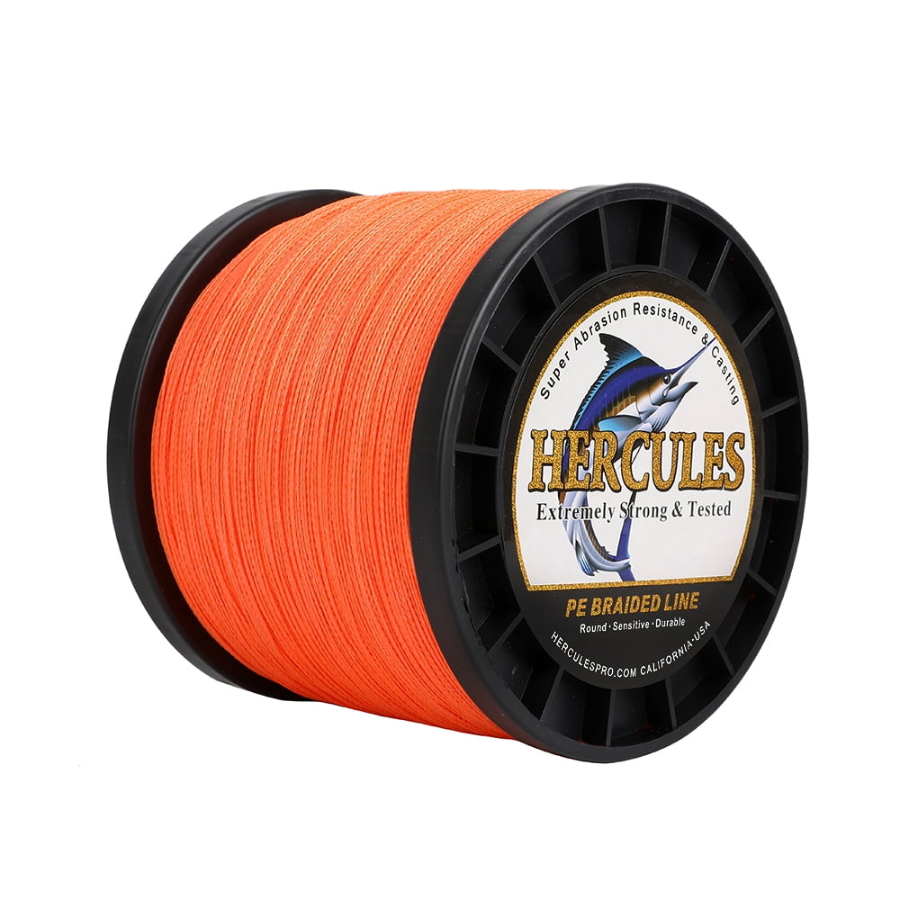 HERCULES Braided Fishing Line 2000m 2187yds 6lbs-100lbs Pe Superline 4 Strands (Orange 100lb/45.4kg 0.55mm)