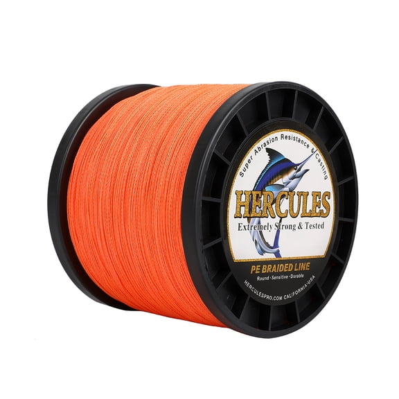 HERCULES Braided Fishing Line 2000m 2187yds 6lbs-100lbs Pe Superline 4 Strands (Orange 100lb/45.4kg 0.55mm)