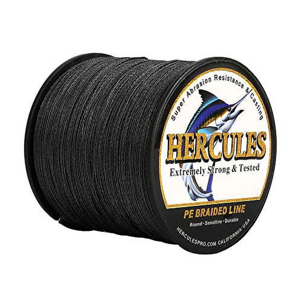HERCULES Braided Fishing Line 300m 328yds 6lbs-100lbs Pe Superline 4 Strands (Black 90lb/40.8kg 0.50mm)
