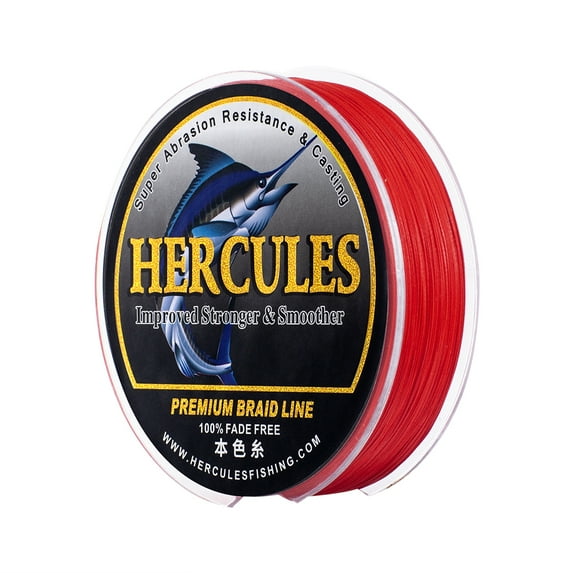 HERCULES Braided Fishing Line, Not Fade, 109 Yards PE Lines, 8 Strands Multifilament Fish Line, 100lb Test for Saltwater and Freshwater, Abrasion Resistant, Red, 100lb, 100m