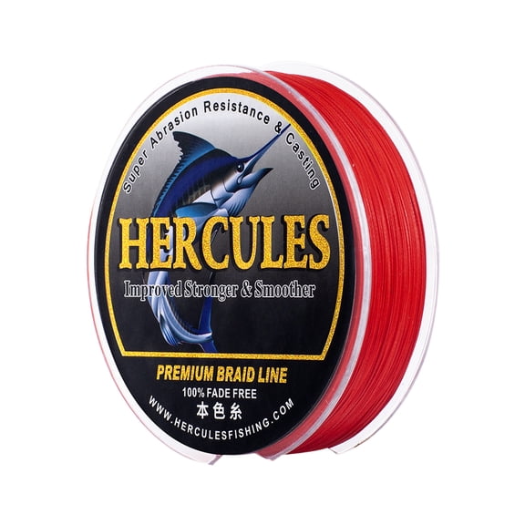 HERCULES Braided Fishing Line, Not Fade, 1640 Yards PE Lines, 8 Strands Multifilament Fish Line, 20lb Test for Saltwater and Freshwater, Abrasion Resistant, Red, 20lb, 1500m