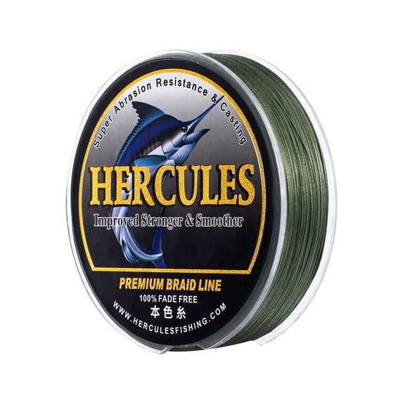 HERCULES Braided Fishing Line, Not Fade, 2187 Yards PE Lines, 8 Strands Multifilament Fish Line, 80lb Test for Saltwater and Freshwater, Abrasion Resistant, Green, 80lb, 2000m