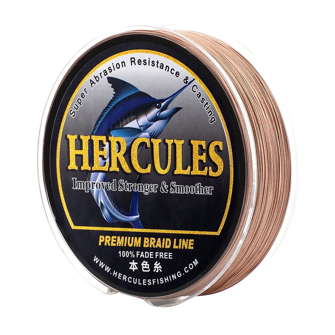 HERCULES Braided Fishing Line, Not Fade, 328 Yards PE Lines, 8 Strands Multifilament Fish Line, 50lb Test for Saltwater and Freshwater, Abrasion Resistant, Brown, 50lb, 300m
