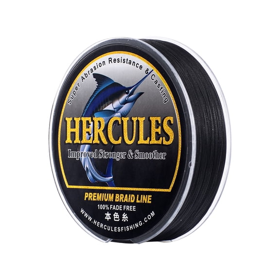 HERCULES Braided Fishing Line, Not Fade, 328 Yards PE Lines, 8 Strands Multifilament Fish Line, 60lb Test for Saltwater and Freshwater, Abrasion Resistant, Black, 60lb, 300m