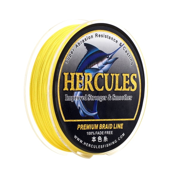 HERCULES Braided Fishing Line, Not Fade, 547 Yards PE Lines, 4 Strands Multifilament Fish Line, 10lb Test for Saltwater and Freshwater, Abrasion Resistant, Yellow, 10lb, 500m