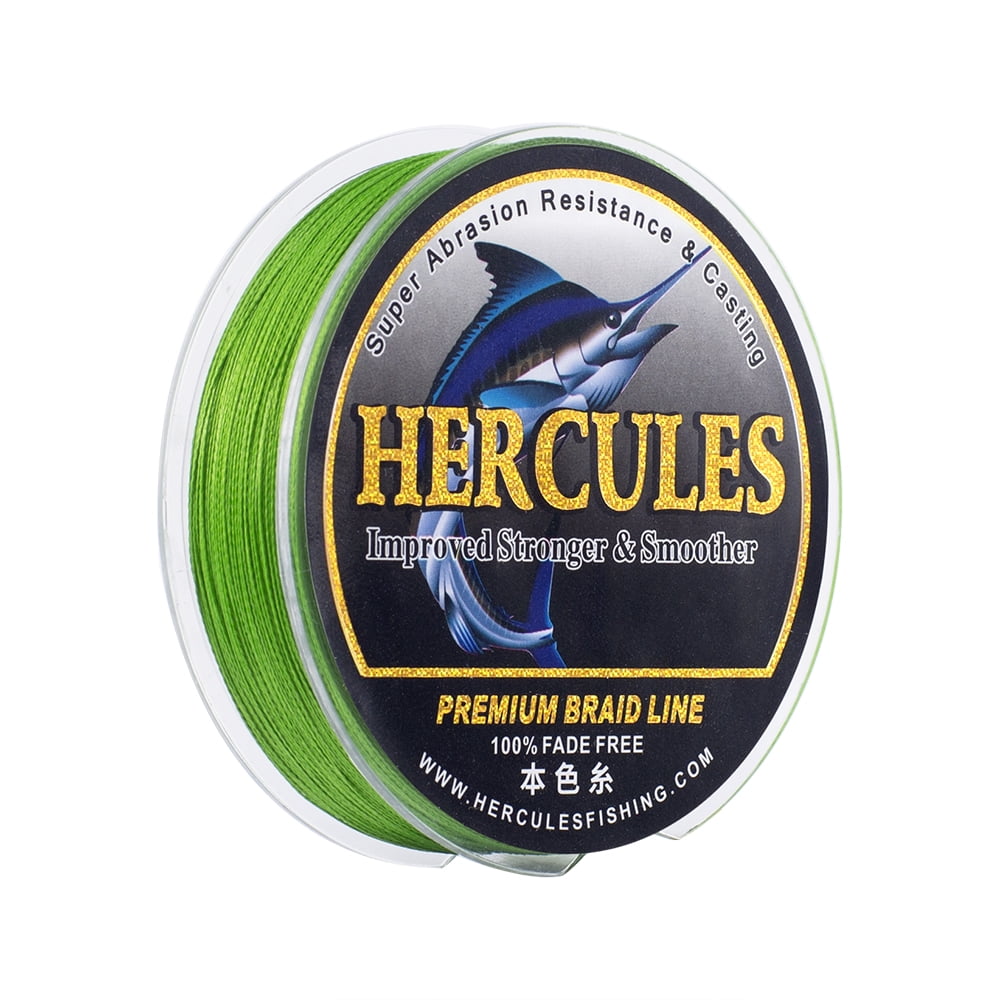 HERCULES Braided Fishing Line, Not Fade, 547 Yards PE Lines, 4 Strands Multifilament Fish Line, 60lb Test for Saltwater and Freshwater, Abrasion Resistant, Fluorescent Green, 60lb, 500m