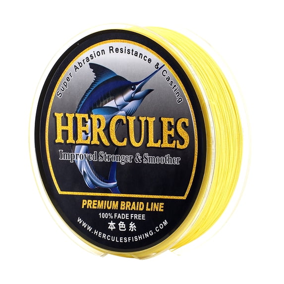 HERCULES Braided Fishing Line, Not Fade, 547 Yards PE Lines, 8 Strands Multifilament Fish Line, 120lb Test for Saltwater and Freshwater, Abrasion Resistant, Yellow, 120lb, 500m
